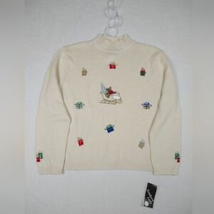 NWT Vintage Southern Lady Christmas Sweater Cotton/Ramie Cream XL